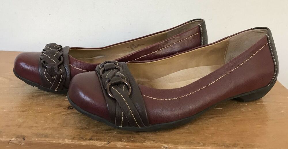Softspots Brown Leather Chunky Bit Slip On Ballet City Flats Comfort Shoes 9M
